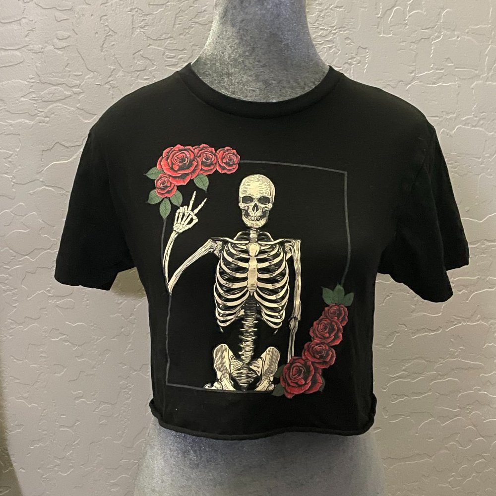 Social Culture black skeleton crop top Size S